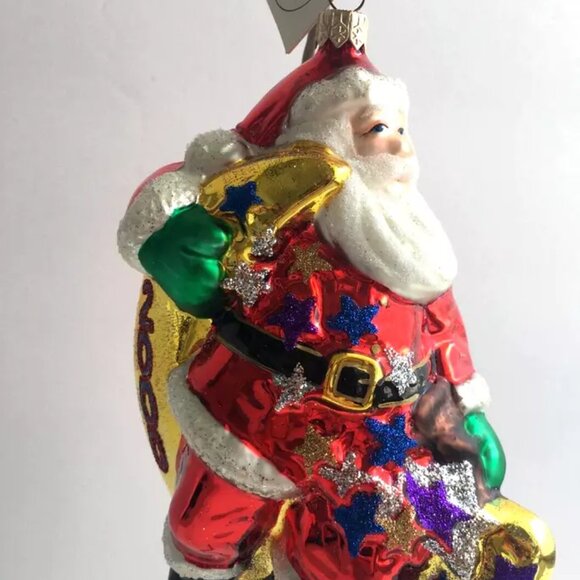 SALE Authentic Christopher Radko SANTA Claus on the Gold Moon Huge Glass Ornamnt - Picture 9 of 10